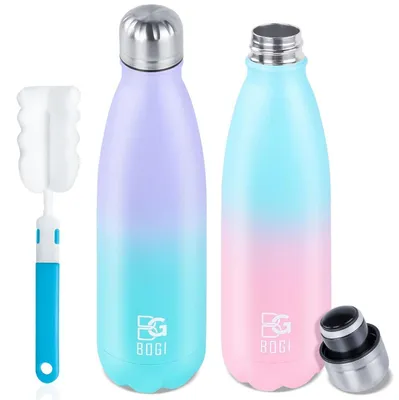 Immagine prodotto di Borraccia in acciaio inossidabile da 500 ml, set da 2, borraccia termica a doppia parete
