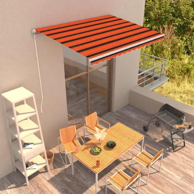 Image de vidaXL Store rétractable manuel 350 x 250 cm Orange et brun