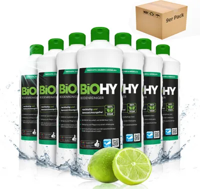 Produktbild von BiOHY Bodenreiniger, Glanzreiniger, Bodenwischpflege, Konzentrat, Wischmittel, 9 x 1 l