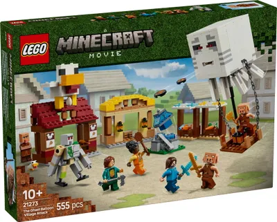 Image de LEGO Minecraft Balloon Ghast attaque le village, jouet interactif pour enfants avec figurines de golem et de poulet, maison du jeu à construire, cadeau pour les 10 ans, pour garçons et filles 21273