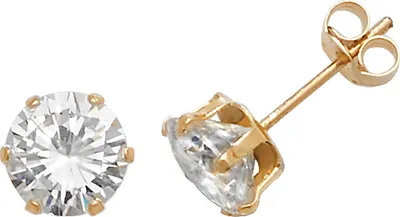 Image de 9 carat (375) or dames - Paire de clous d'oreilles avec zircon - 6mm ; WJS1925