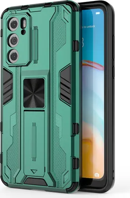 Produktbild von Huawei P40 Hülle, Dual Layer PC TPU Bumper Stoßfest Ständer Schutzhülle für Huawei P40 Grün