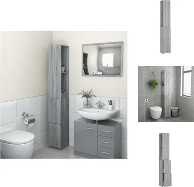 Produktbild von vidaXL Badschrank Grau Sonoma 25x26,5x170 cm Holzwerkstoff - Badezimmermöbel-Sets