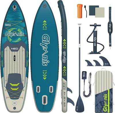 Produktbild von Board Stand Up Paddling Board Aufblasbares Stand Up Paddle Board Set 10'6" 320x81x15cm 6 Zoll Dick mit Aluminiumpaddel Luftpumpe und komplettem Zubehör