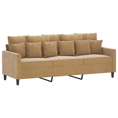 Zdjęcie produktu dla vidaXL 3-osobowa sofa brązowa 180 cm aksamitna