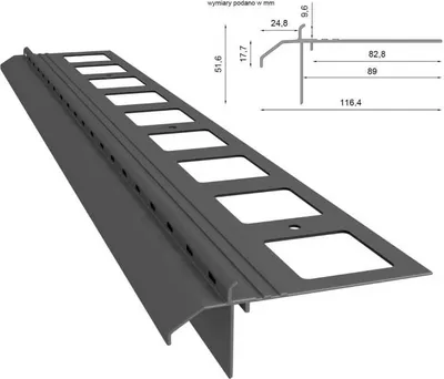 Obrázok produktu pre Hliníkový odkvapový profil Renoplast K20R živicové podlahy, profil 200cm, grafit