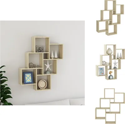 Obrázek produktu pro vidaXL Cube shelf Sonoma dub 78x15x93 cm materiál na bázi dřeva - Nástěnné police