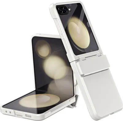 Obrázek produktu pro Pouzdro pro Samsung Galaxy Z Flip 6 / Z Flip 7 FE Pevné nárazuvzdorné kryt s ochranou pantu a malou ochrannou fólií na displej Bílý