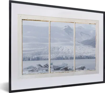 Produktbild von MuchoWow® MuchoWow® Gerahmtes Poster Durchschauen - Schnee - Eis 40x30 cm - Poster mit zchwarzem Bilderrahmen - Bilderrahmen - Poster im Rahmen
