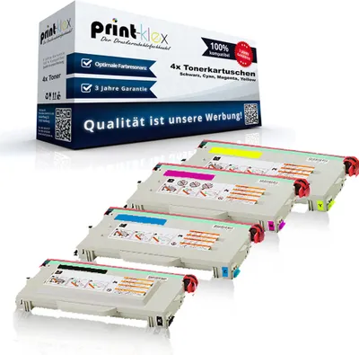 Produktbild von Print-Klex 4x Kompatible Tonerkartuschen kompatibel mit Bother HL 2700 HL 2700C HL 2700CN HL 2700CNLT HL 2700 Series TN-04Y TN 04Y TN04Y TN 04 Y Black Cyan Magenta Yellow - Office Plus Serie