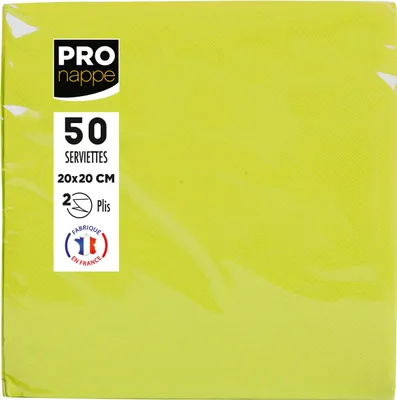 Image de Pronappe 16x 50 serviettes cocktail ouate 2 plis 20x20 cm Vert kiwi SV622031I