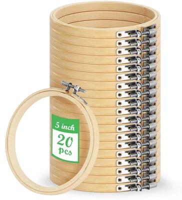 20 Bambus-Stickrahmen 13 cm, rund, verstellbar, für DIY