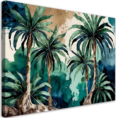 Produktbild von Leinwandbild Tropische Palmen Landschaft Natur 100x70 Feeby Grün bild für die wand bereit zum aufhängen