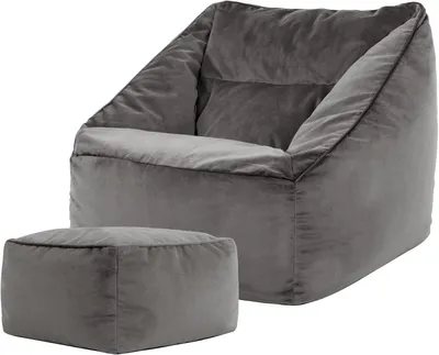 Image de Fauteuil en forme de haricot - Fauteuil "Zitzak" - Fauteuil relax - Fauteuil "Zitzak" - Pouf - En velours, avec rembourrage inclus
