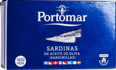 Immagine prodotto di Sardine in olio d'oliva con pelle e lische 16-20 pesci, 125 g