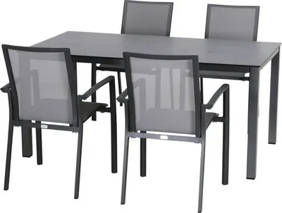 Produktbild von Dining-Set Siena Garden Velia SET 5-teilig Sola Loft 4 x Sessel anthrazit, 160 x 90 cm, HPL