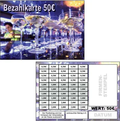 Produktbild von 1600 Abstreichkarten Verzehrkarten Wertmarken Guthabenkarten 50 Euro Bezahlkarten 1600VA50