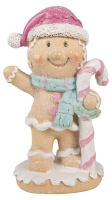 Produktbild von Clayre & Eef Weihnachtsdekorationsfigur Pfefferkuchenmann 9x6x16 cm Braun Kunststoff
