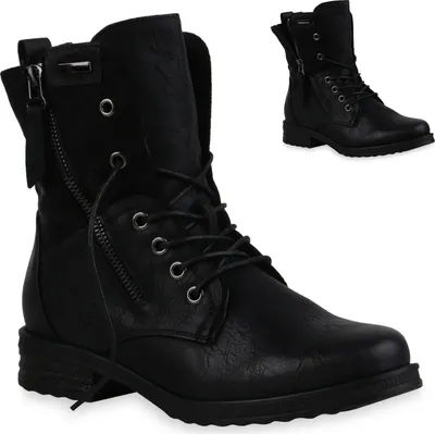 Produktbild von VAN HILL Damen Schnürstiefeletten Leicht Gefüttert Blockabsatz Stiefeletten 835417, Farbe: Schwarz, Größe: 42