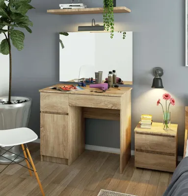 Immagine prodotto di Tavolino con specchio BRETIK - rovere sonoma, versione sinistra