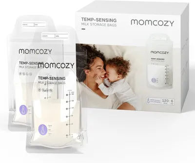 Productafbeelding van Momcozy Opbergzakken 120 stuks - Temperatuurgevoelige Verkleurende Borstvoeding Opbergzakken - Wegwerp Melkopbergzak met 180ml Zelfstaand