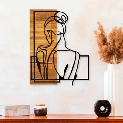 Obrázek produktu pro Wallity, Postava ženy, dekorativní dřevěný doplněk na zeď, 50 % DŘEVO / 50 % KOV, černá, 39 x 3 x 50 cm