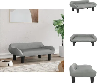 Produktbild von vidaXL Hundebett Hellgrau 70x40x24 cm Samt -  Hundebetten