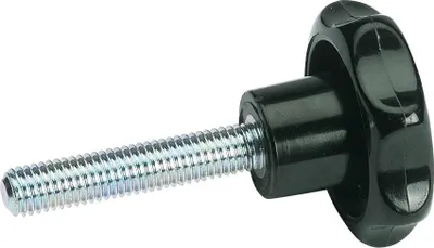 Produktbild von Sterngriff Kunststoff, Handrad Drehknopf Griff, ergonomisch robust langlebig, Kunststoff, schwarz, ø 40 mm, M 8 x 40 mm