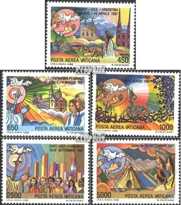Produktbild von Briefmarken Vatikanstadt 1988 Mi 952-956 (kompl.Ausgabe) gestempelt Pabstreisen
