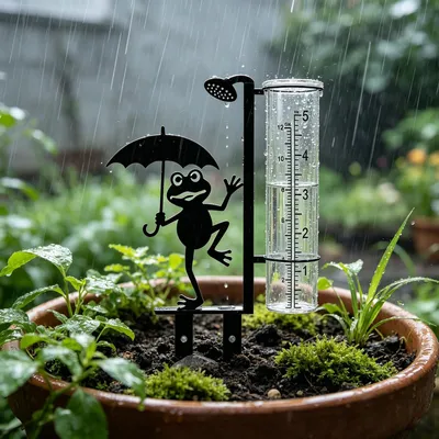 Imagen del producto de Medidor de lluvia con diseño de rana, resistente a las heladas, para jardín y terraza, 1 unidad
