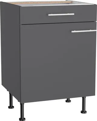 Produktbild von Optifit Unterschrank mit Schublade und Drehtür Ingvar420 BxTxH 60 x 58,4 x 87 cm anthrazit matt zerlegt Anschlag reversi