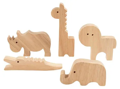 Image de Safari d'animaux en bois - 10 pièces.