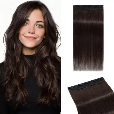 Obrázok produktu pre Clip-in predlžovanie vlasov, prírodné vlasy, 25 cm, tmavohnedá farba, 40 g