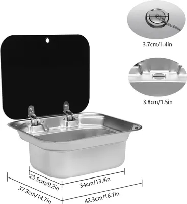Produktbild von Wohnmobil/Caravan Spüle - Einbau-Spülbecken - Einzelbecken - Mit Armatur - 1 Loch - Edelstahl - EVA-Schalldämmung - Abgerundete Ecken