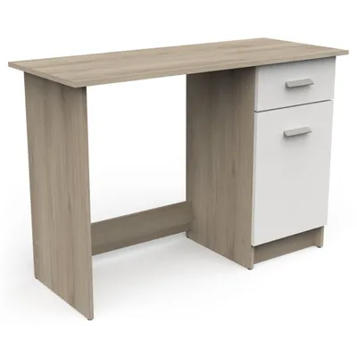 Image de Demeyere Bureau OSIRIS, 108,5x45x75 cm, Chêne Cronberg + Blanc , Meuble de bureau, construction en panneaux de particules, un tiroir et une armoire
