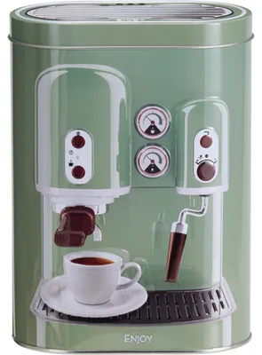 Produktbild von Kaffeedose - Metall - Retro Kaffeemaschine grun - 13x8x19 cm - Tassen/bohnen/filterkaffee