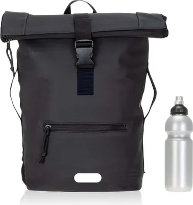 Produktbild von Rucksack Plane Time Bag Evo 24 L Kurierrucksack Roll-Top Herren Damen Freizeitrucksack Geheimfach Brustgurt Fahrradrucksack Büro Tasche Elephant 12825 Schwarz Uni + f