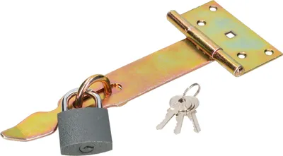 Produktbild von KOTARBAU® Überfalle Haspe und Vorhängeschloss Set 240 mm Verzinkt Gelb Massiver Verschluss für Türen Tore