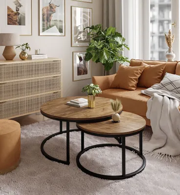 Produktbild von Runder Couchtisch CIRI 2in1 rund Eiche Artisan Stirling Wotan