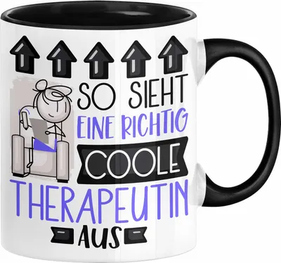 Produktbild von Therapeutin Geschenk Tasse Lustig Geschenkidee für Therapeutin Geburtstag So Sieht Eine Richtig Coole Therapeutin Aus Frauen Spruch (Schwarz)