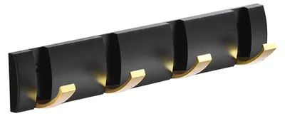 Klappbare Wandhaken 4er-Set, Aluminium, 31,5 x 6 cm, Schwarz/Gold