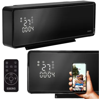 Zdjęcie produktu dla EBERG Q4 Kurtyna powietrzna 2000 W Wi-Fi Pilot Szklany panel Czarna