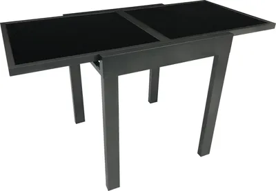 Produktbild von Balkon Ausziehtisch 65/130x65cm Aluminium anthrazit Glas schwarz