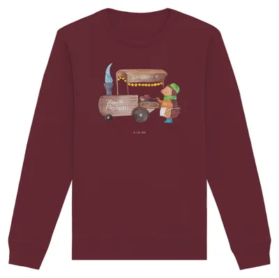 Produktbild von Mr. & Mrs. Panda Bio Baumwoll Pullover Igel Maronen Größe XXL - Burgundy - Geschenk, Sweatshirt, Pulli, Duft, Kastanien, Weihnachtsmarkt, Weihnachten, Sweater