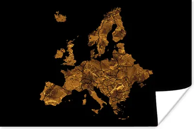 Produktbild von MuchoWow® Poster Karte von Europa - Marmor - Gold 60x40 cm - Schlafzimmerdekoration