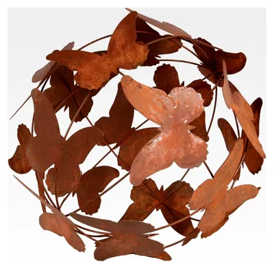 Produktbild von Gartendeko Rost Kugel Schmetterlinge, Gartenkugel Edelrost, Deko Metallkugel Rostoptik, Dekokugel (29 cm)
