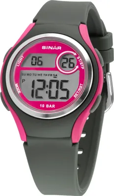 Produktbild von SINAR Jugenduhr Armbanduhr Digital Quarz Mädchen Silikonband XE-64-8 grau pink