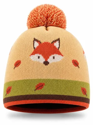 Produktbild von Handgestrickte Wollmütze mit Pompons für Damen