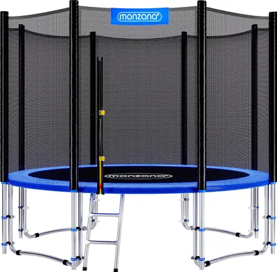 Produktbild von MONZANA® Trampolin Ø 366 cm SÜD GS zertifiziert Komplettset inkl. Sicherheitsnetz, Leiter, Randabdeckung & Zubehör - Kindertrampolin Gartentrampolin