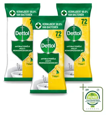Produktbild von 3 x Dettol Reinigungstücher Spritzige Zitrone - Großpackung - 3 Stücke